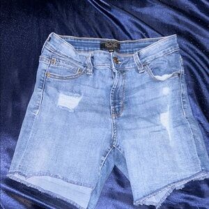 Rachel Blue Jean Shorts with Distressed Look